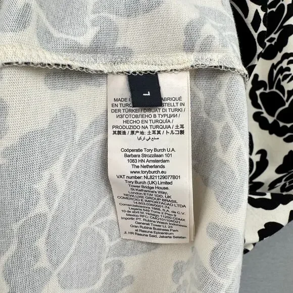 Tory Burch NWT L Rose Print Soft Knit Short Sleeve Cotton T-Shirt Dress